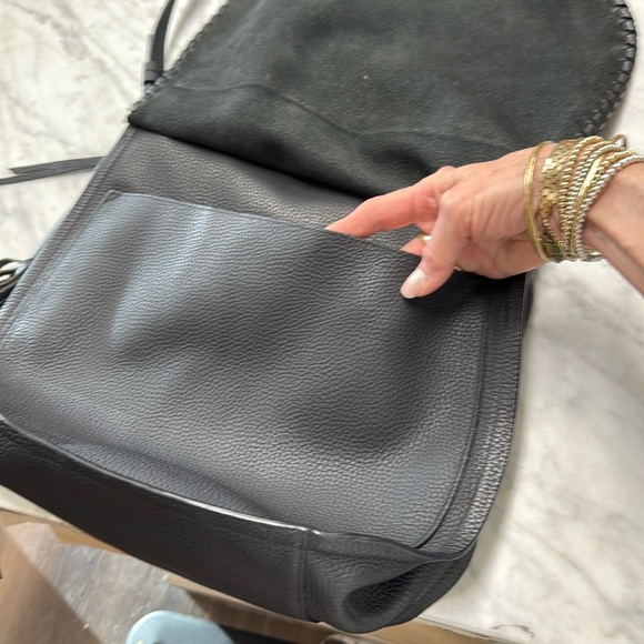 All Saints Black Pebbled Leather Mori Convertible Shoulder Bag /Satchel - Picture 15 of 16